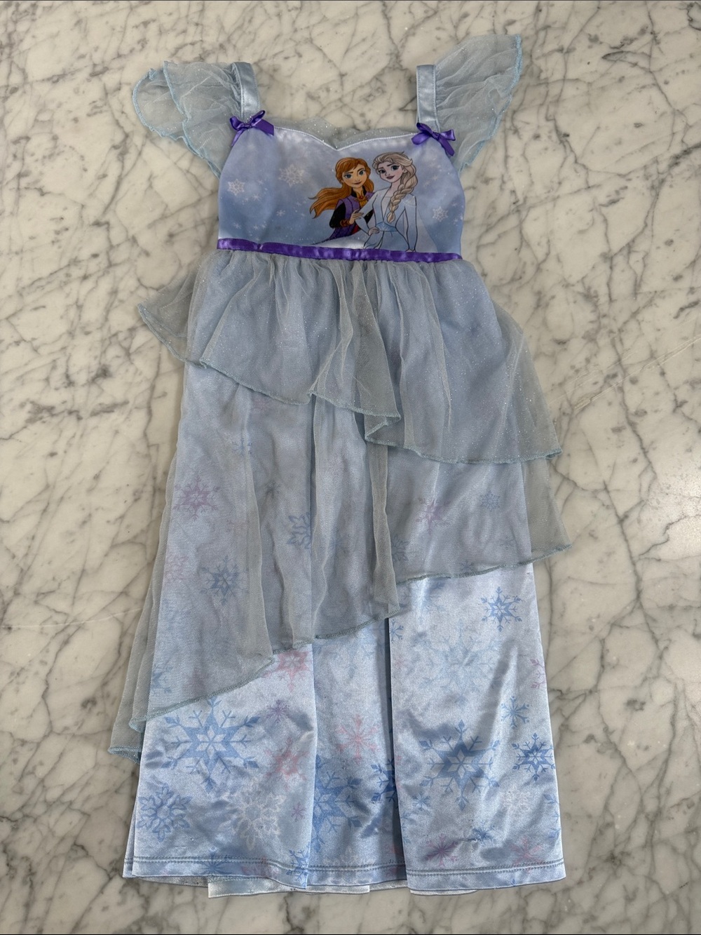 Disney Light Blue Elsa & Anna Layered Tulle nightgown Dress Sz 5T